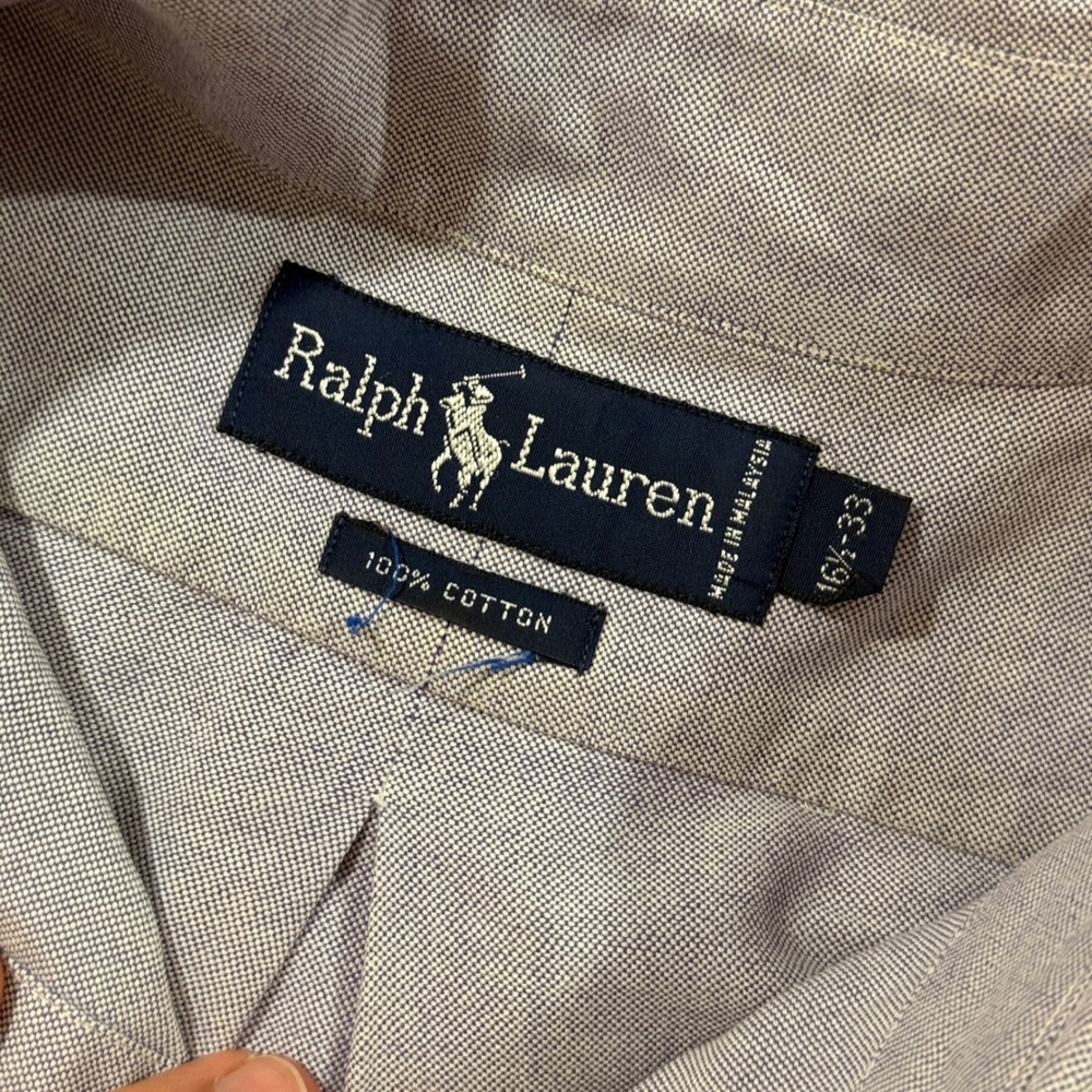 Ralph Lauren Button Down Shirt Mens 16.5-33 Lavender Fair Oxford Cotton Logo - Picture 3 of 8